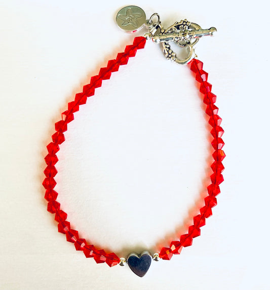 Red Heart Valentines Day Bracelet