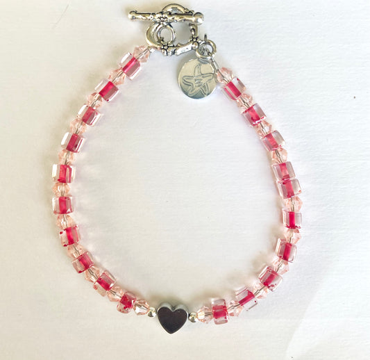 Pink Heart Valentines Day Bracelet