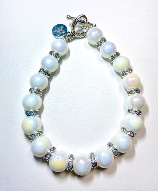 Pearl and Silver Crystal Bracelet