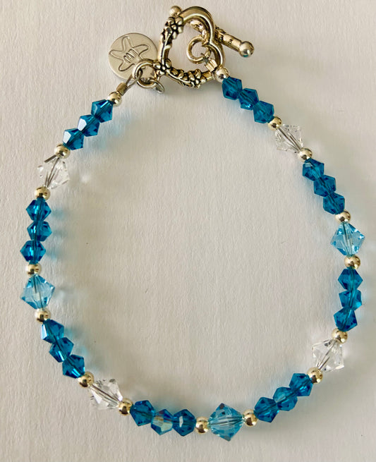 Blue and Clear Crystal Bracelet